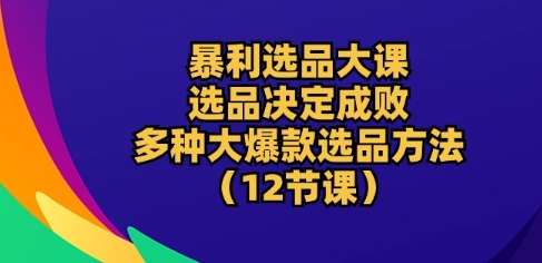 暴利选品大课:选品决定成败,教你多种大爆款选品方法(12节课)-开心分享网