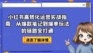 小红书高转化运营实战指南,从爆款笔记到爆单玩法的链路全打通-开心分享网