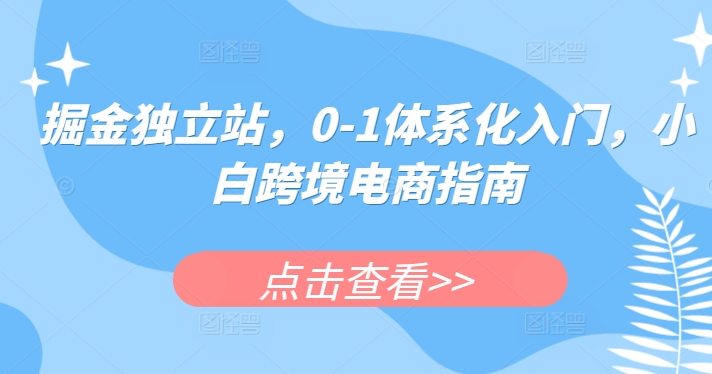 掘金独立站,0-1体系化入门,小白跨境电商指南-开心分享网
