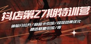抖音小店·第27期特训营 体验分拉升/商品卡引流/投流效果优化/精选联盟引流/等-开心分享网