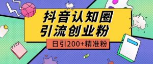外面收费3980抖音认知圈引流创业粉玩法日引200+精准粉【揭秘】-开心分享网