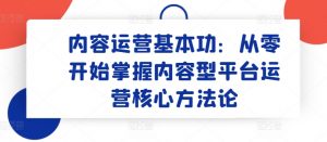 内容运营基本功:从零开始掌握内容型平台运营核心方法论-开心分享网