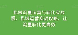 私域流量运营与转化实战课,私域运营实战攻略,让流量转化更高效-开心分享网