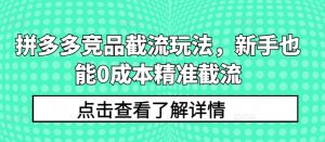 拼多多竞品截流玩法,新手也能0成本精准截流-开心分享网