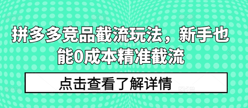 拼多多竞品截流玩法,新手也能0成本精准截流-开心分享网