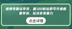 视频号搬运带货,满100粉丝即可开通橱窗带货,玩法非常暴力【揭秘】-开心分享网