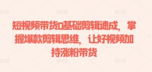 短视频带货0基础剪辑速成,掌握爆款剪辑思维,让好视频加持涨粉带货-开心分享网