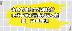 小红书电商实战训练营,小红书笔记带货和无人直播,24年新课-开心分享网