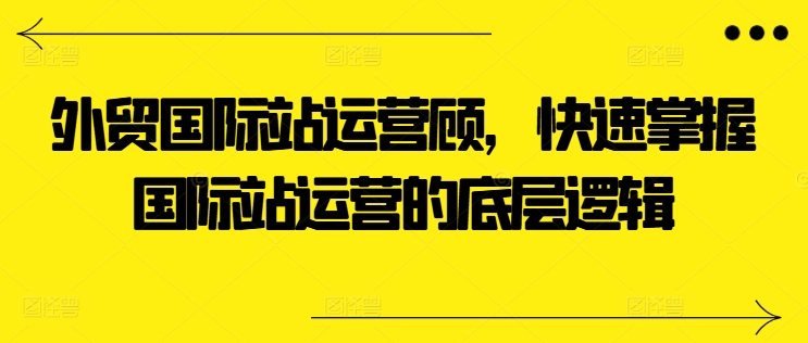外贸国际站运营顾问,快速掌握国际站运营的底层逻辑-开心分享网
