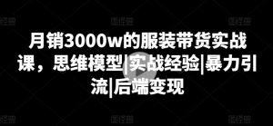 月销3000w的服装带货实战课,思维模型|实战经验|暴力引流|后端变现-开心分享网