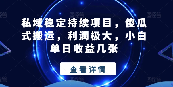 私域稳定持续项目，傻瓜式搬运，利润极大，小白单日收益几张【揭秘】-开心分享网
