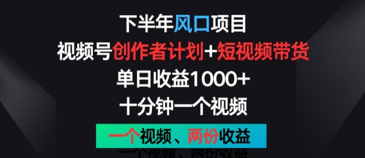 下半年风口项目,视频号创作者计划+视频带货,一个视频两份收益,十分钟一个视频【揭秘】-开心分享网