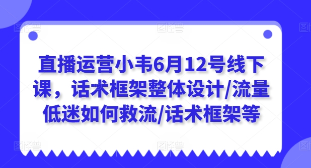 直播运营小韦6月12号线下课,话术框架整体设计/流量低迷如何救流/话术框架等-开心分享网