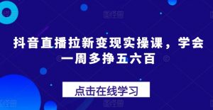 抖音直播拉新变现实操课,学会一周多挣五六百-开心分享网