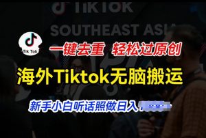 海外Tiktok短视频无脑搬运,一键去重轻松过原创,新手小白听话照做日入几张【揭秘】-开心分享网