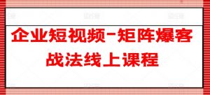 企业短视频-矩阵爆客战法线上课程-开心分享网