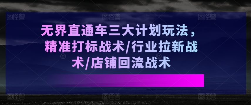 无界直通车三大计划玩法,精准打标战术/行业拉新战术/店铺回流战术-开心分享网