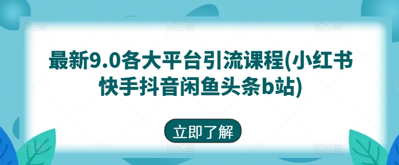最新9.0各大平台引流课程(小红书快手抖音闲鱼头条b站)-开心分享网