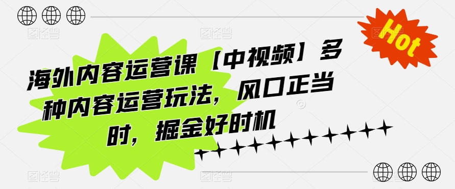 海外内容运营课【中视频】多种内容运营玩法,风口正当时,掘金好时机-开心分享网