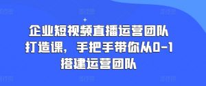 企业短视频直播运营团队打造课,手把手带你从0-1搭建运营团队-开心分享网