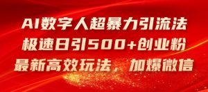 AI数字人超暴力引流法,极速日引500+创业粉,最新高效玩法,加爆微信【揭秘】-开心分享网