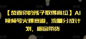 【恭喜你的孩子取得高位】AI视频号火爆赛道，流量分成计划，橱窗带货【揭秘】-开心分享网