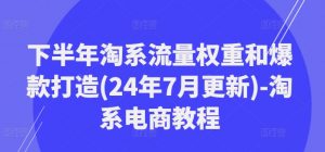 下半年淘系流量权重和爆款打造(24年7月更新)-淘系电商教程-开心分享网