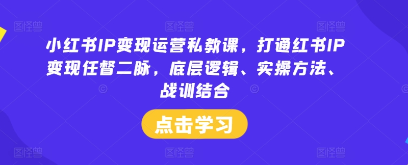 小红书IP变现运营私教课,打通红书IP变现任督二脉,底层逻辑、实操方法、战训结合-开心分享网