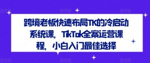 跨境老板快速布局TK的冷启动系统课,TikTok全案运营课程,小白入门最佳选择-开心分享网