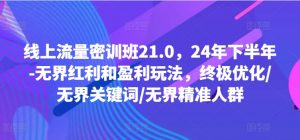 线上流量密训班21.0,24年下半年-无界红利和盈利玩法,终极优化/无界关键词/无界精准人群-开心分享网