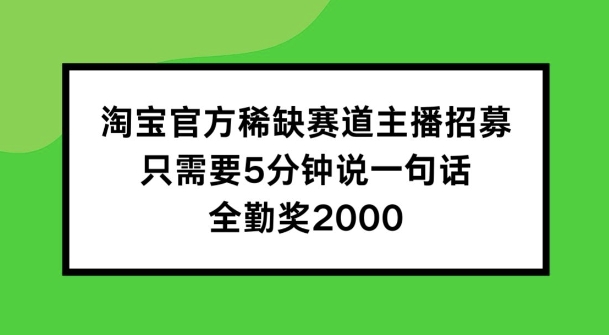 淘宝官方稀缺赛道主播招募 ,只需要5分钟说一句话, 全勤奖2000【揭秘】-开心分享网