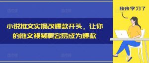 小说推文实操改爆款开头，让你的推文视频更容易成为爆款-开心分享网