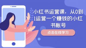 小红书运营课,从0到1运营一个赚钱的小红书账号-开心分享网