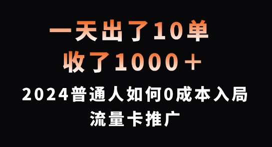 一天出了10单,收了1000+,2024普通人如何0成本入局流量卡推广【揭秘】-开心分享网