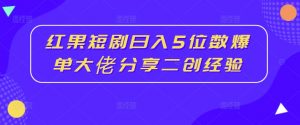 红果短剧日入5位数爆单大佬分享二创经验-开心分享网
