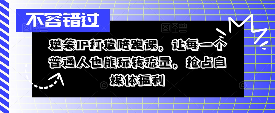 逆袭IP打造陪跑课,让每一个普通人也能玩转流量,抢占自媒体福利-开心分享网