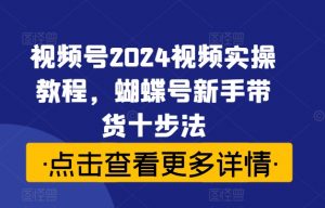 视频号2024视频实操教程,蝴蝶号新手带货十步法-开心分享网