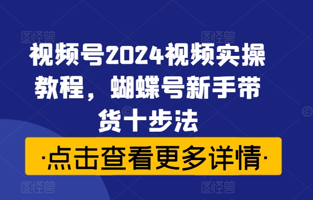 视频号2024视频实操教程,蝴蝶号新手带货十步法-开心分享网