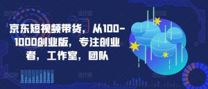 京东短视频带货,从100-1000创业版,专注创业者,工作室,团队-开心分享网