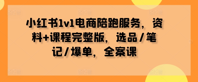 小红书1v1电商陪跑服务,资料+课程完整版,选品/笔记/爆单,全案课-开心分享网