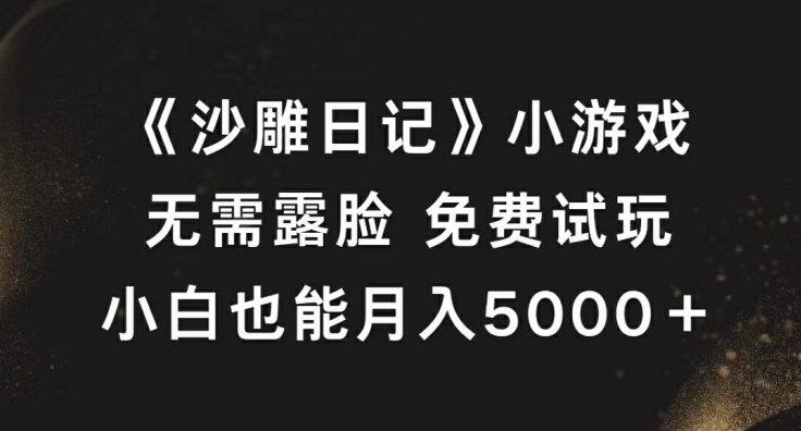 《沙雕日记》小游戏,无需露脸免费试玩,小白也能月入5000+【揭秘】-开心分享网