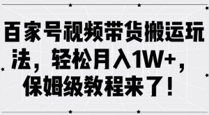 百家号视频带货搬运玩法,轻松月入1W+,保姆级教程来了【揭秘】-开心分享网