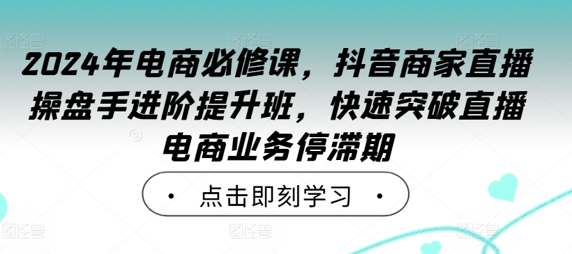 2024年电商必修课,抖音商家直播操盘手进阶提升班,快速突破直播电商业务停滞期-开心分享网