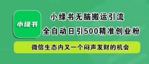 小绿书无脑搬运引流,全自动日引500精准创业粉,微信生态内又一个闷声发财的机会【揭秘】-开心分享网