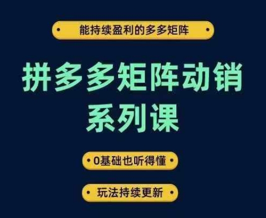 拼多多矩阵动销系列课，能持续盈利的多多矩阵，0基础也听得懂，玩法持续更新-开心分享网