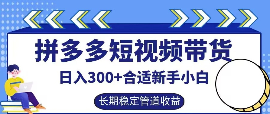 拼多多短视频带货日入300+有长期稳定被动收益,合适新手小白【揭秘】-开心分享网