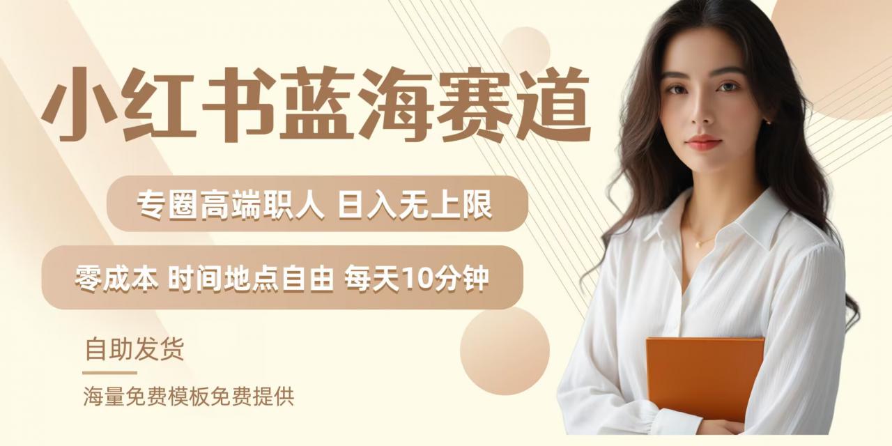 小红书蓝海赛道,圈中高端职场人,月入无上限,可矩阵,内含私域实操教程!-开心分享网