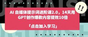 AI自媒体提示词进阶课2.0,14天用 GPT创作爆款内容提效10倍-开心分享网