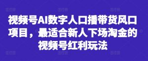 视频号AI数字人口播带货风口项目,最适合新人下场淘金的视频号红利玩法-开心分享网
