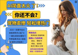 小红书AI宠物卖惨打工项目,一键生成轻松爆热门,专撩温柔多金小姐姐,私域转化率超高-开心分享网